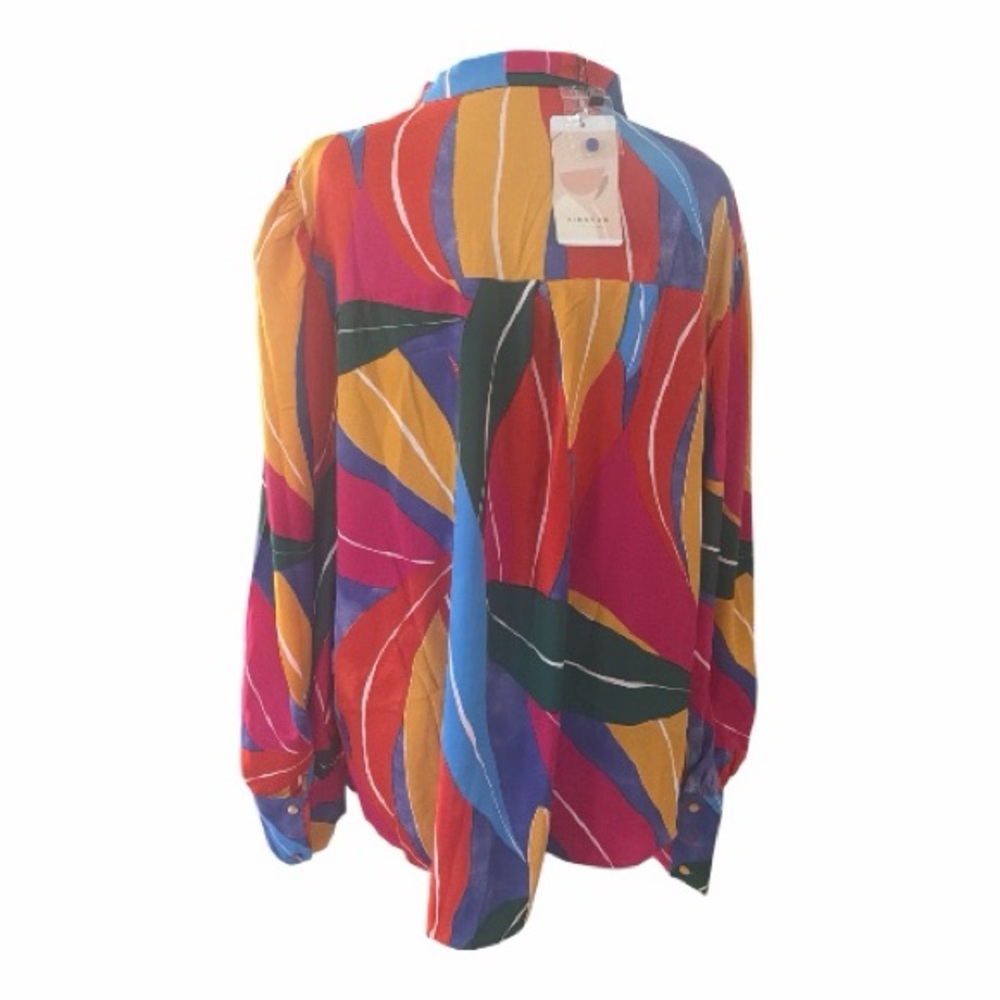 KIRUNDO Multicolor Leaf-Print Button-Down Shirt Women’s Size XXL - Picture 4 of 7